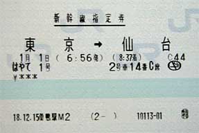 正月パス・切符・指定券