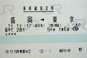 正月パス・切符・指定券